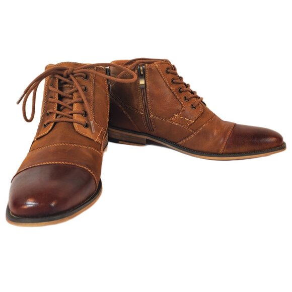 Steve Madden Jabbar Men\'s Tan Leather Lace-Up Zip Cap Toe Ankle Boots Size 10 main image 4